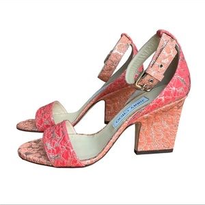 Jimmy Choo Edina Floral Jacquard Ankle Wrap Sandal